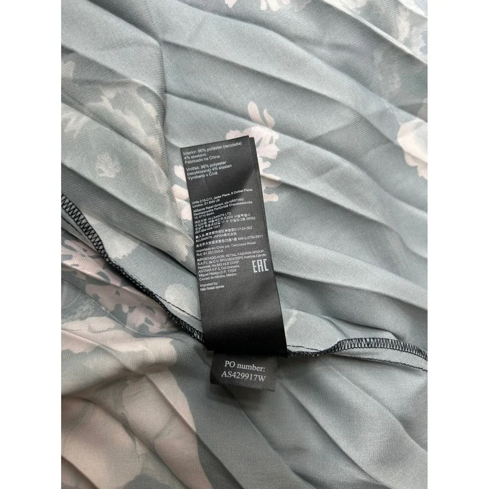 AllSaints Leowa Gia Black Pink Floral Pleated Midi Romantic Moody Slip Dress M - Picture 9 of 12